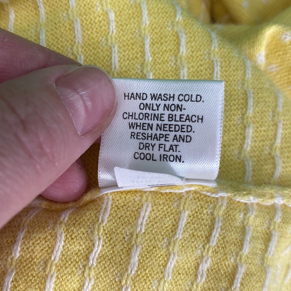 Banana Republic Factory Lemon Yellow Polka Dot Angora Hair Knit Cardigan - Picture 15 of 15